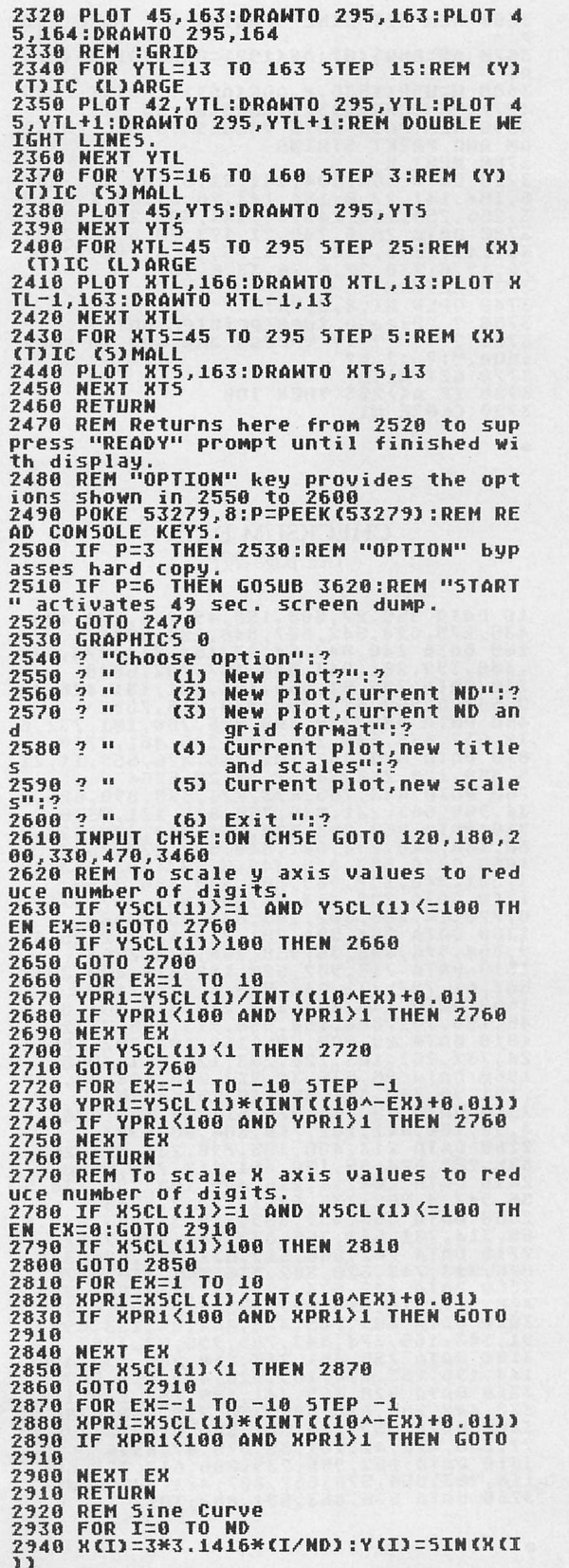 Graph E’s BASIC listing — printed page 67, left column