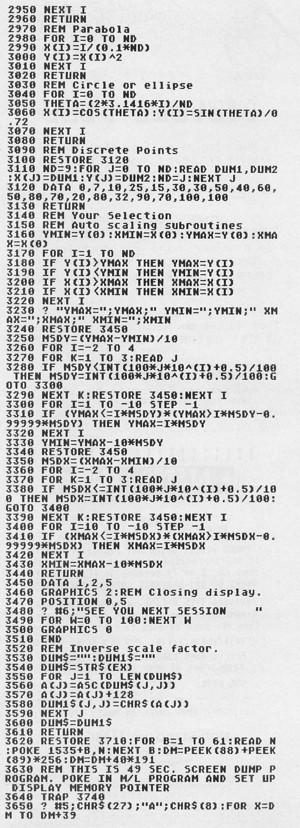 Graph E’s BASIC listing — printed page 67, right column