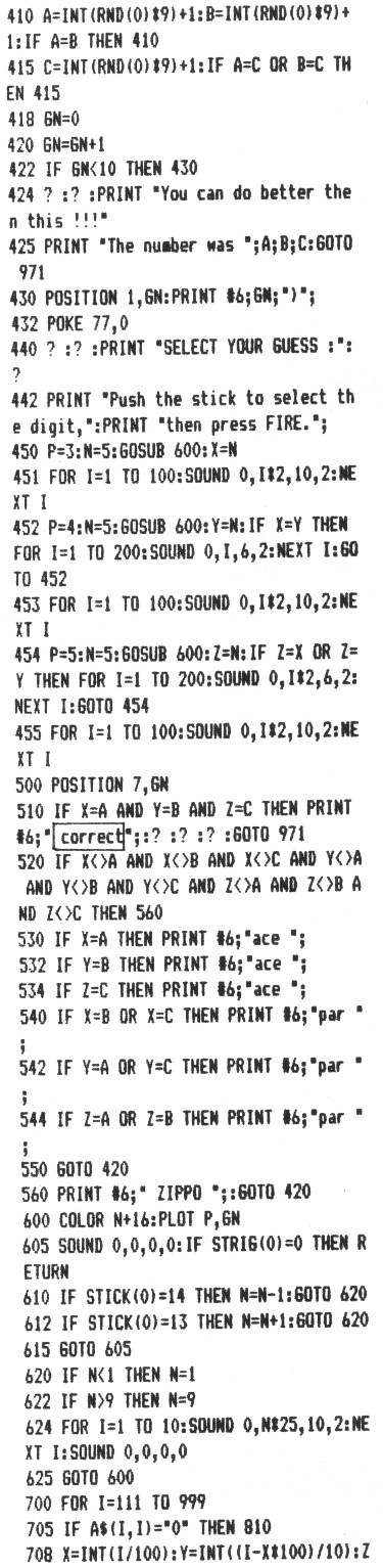 Comp III — program listing