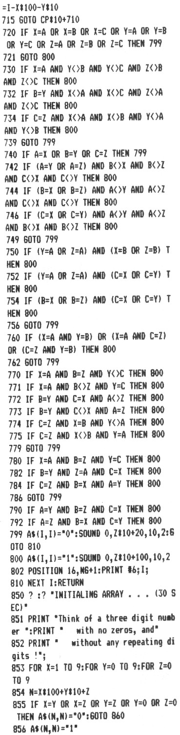 Comp III — program listing