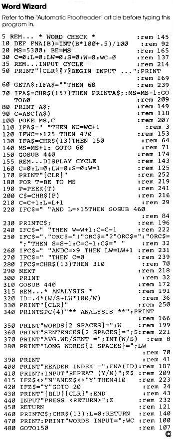 Word Wizard program listing