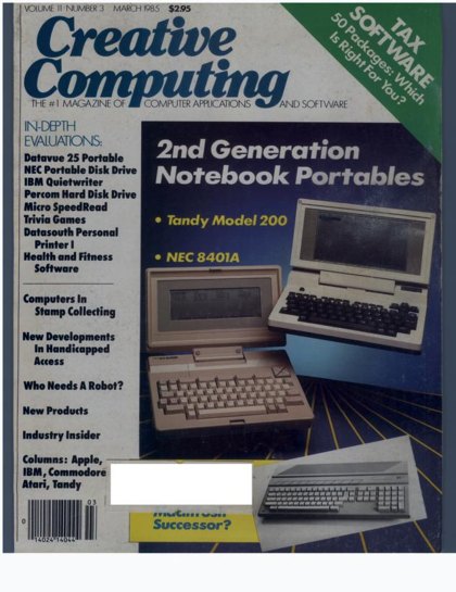 Creative Computing — March 1985 cover