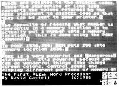 First XLEnt Word Processor screen